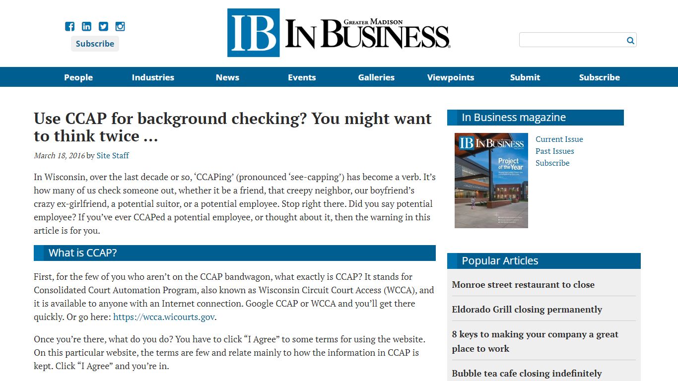 Use CCAP for background checking? You might want to think twice