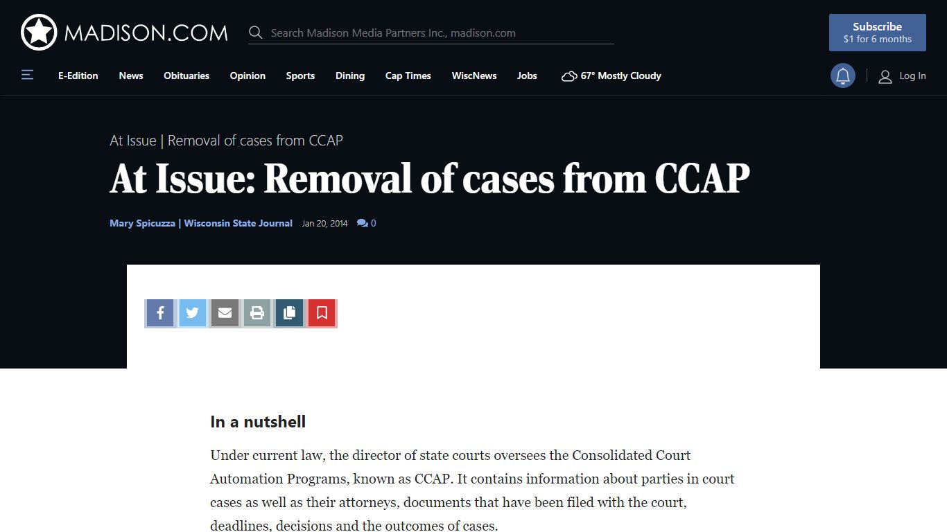 At Issue: Removal of cases from CCAP | Local Government - Madison